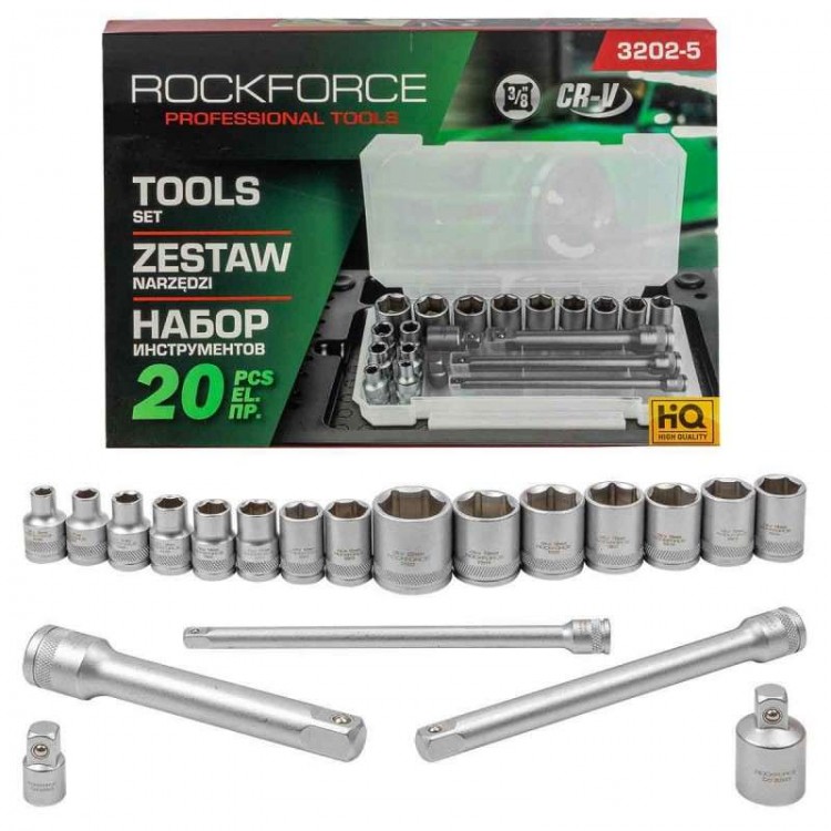 Комплект вложки 3/8" ROCKFORCE 20 части 6-22 мм.