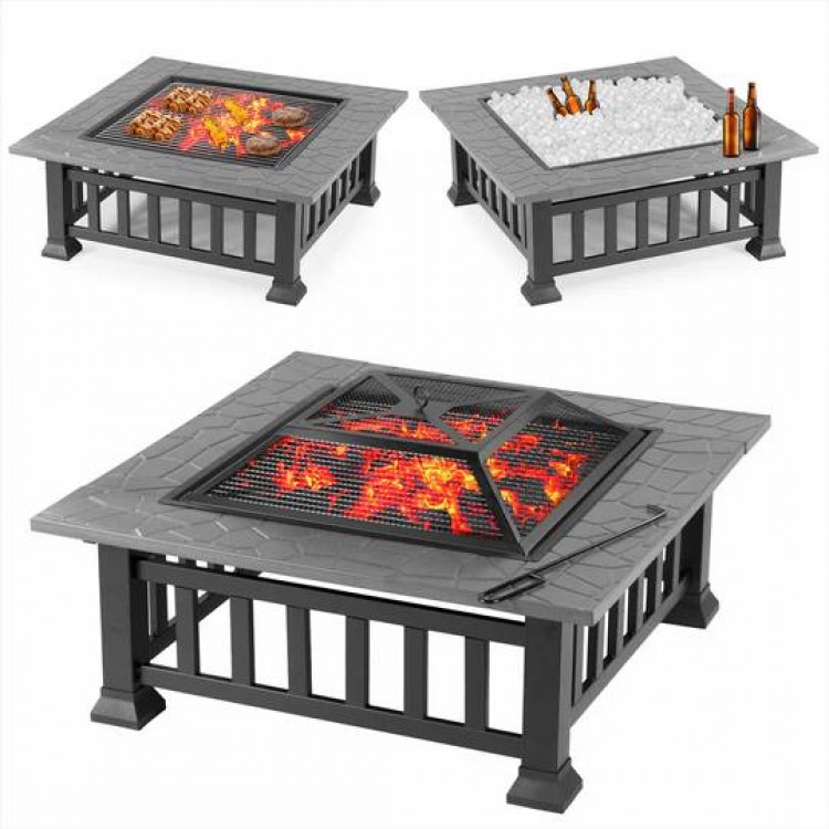 Градинска маса 3 в 1 "Fire Pit" - BBQ, камина и ледарка